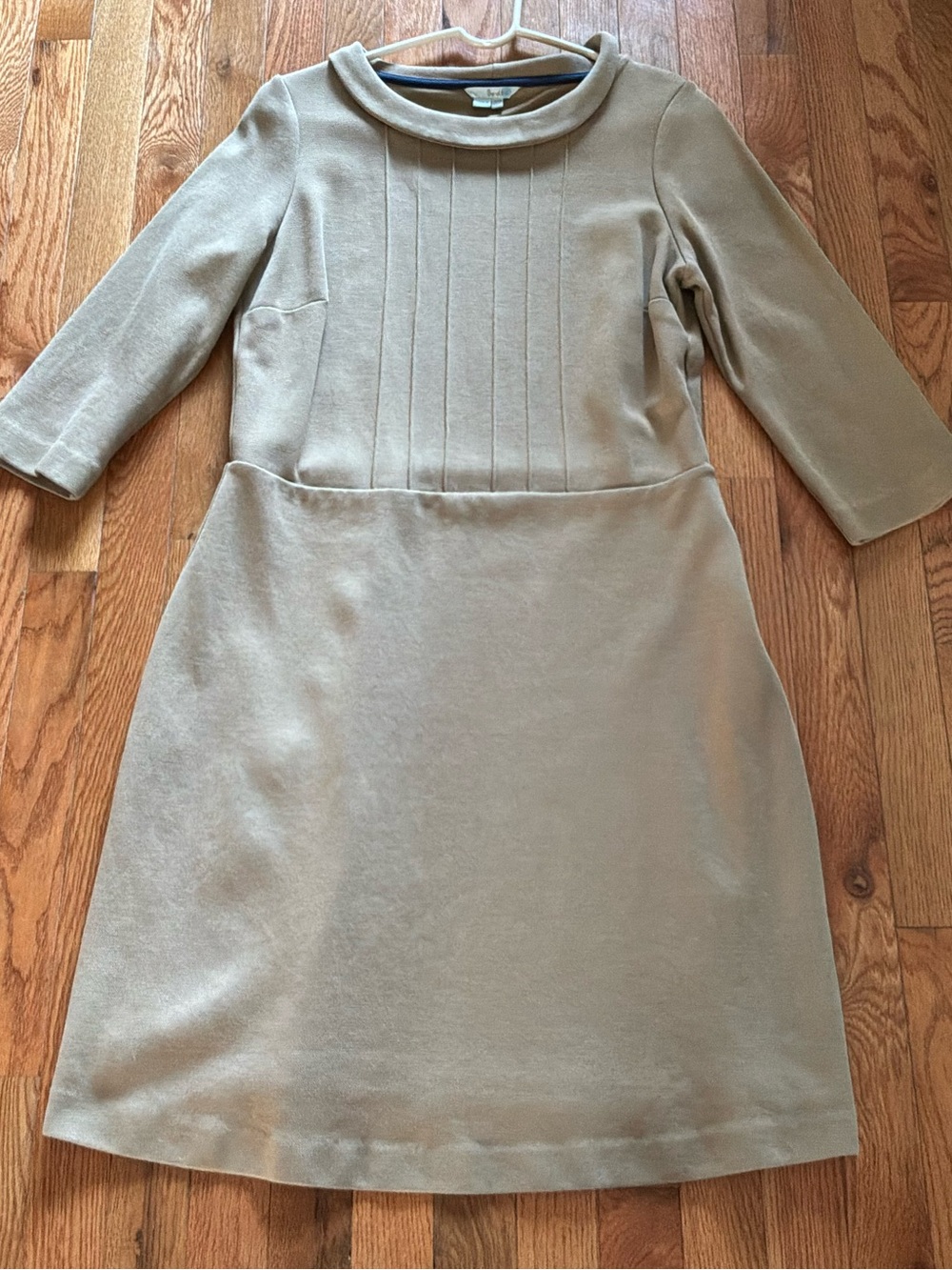 Boden Classic Sz 12 Center Pintucked Bodice Lined Midi Dress w/Portrait Collar